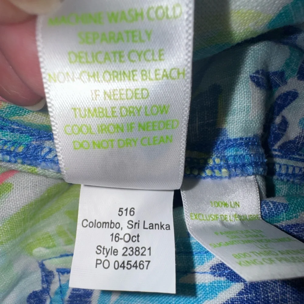 Lilly Pulitzer Calley Pants Brilliant Blue Wade & Sea Linen Size 6 EUC